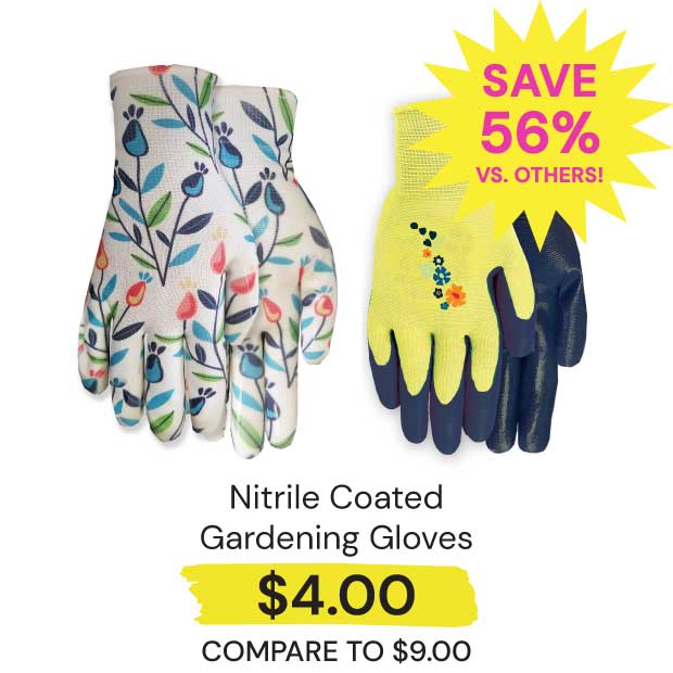 $4 Nitrile Coated Gardening Gloves Save 56% vs. Others!