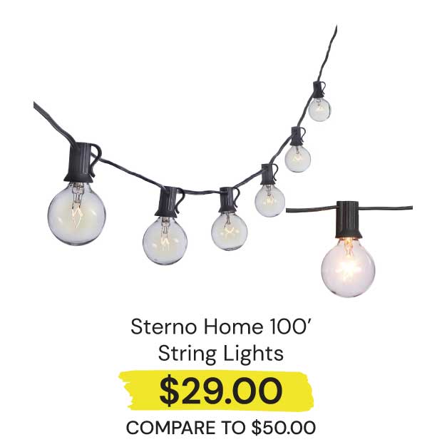$29 Sterno Home 100' Outdoor String Lights