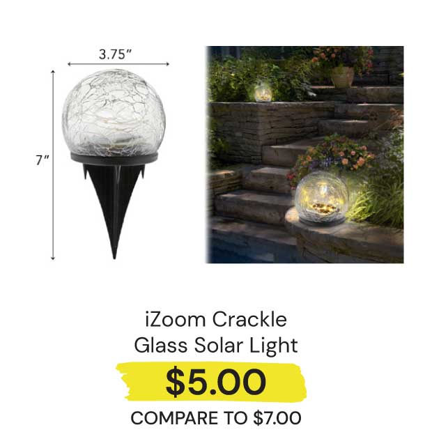 $5 iZoom Crackle Glass Solar Light